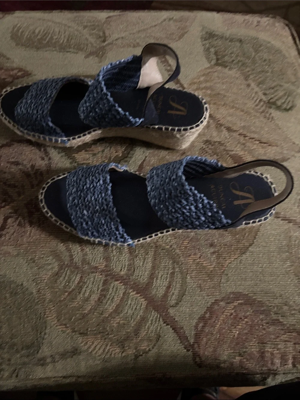 Juncal Aguirre  Blue Woven Espadrille Wedge Sandals